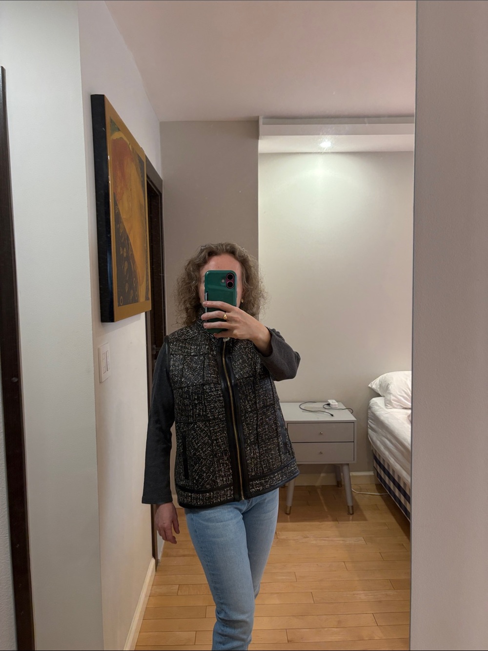 New Genuine Shearling Vest with Zipper, size Large